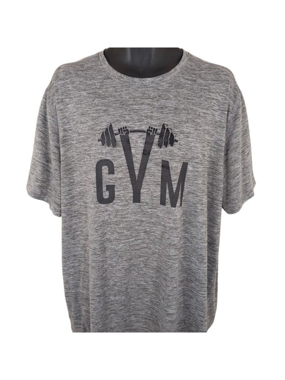 Gym T Shirt Mens Size 2XL Gray Barbell Workout Old Navy Active - Picture 2 of 6